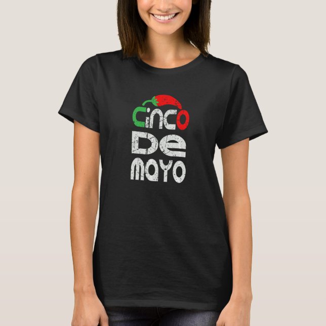 Cinco De Mayo Vintager mexikanischer Pfeffer T-Shirt (Vorderseite)