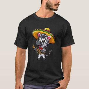 Cinco de Mayo Zebra: Trumpeter in Schwarz und Weiß T-Shirt