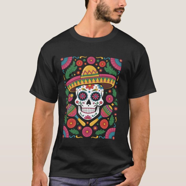 Cinco de Mayo Zucker-Schädel T-Shirt (Vorderseite)