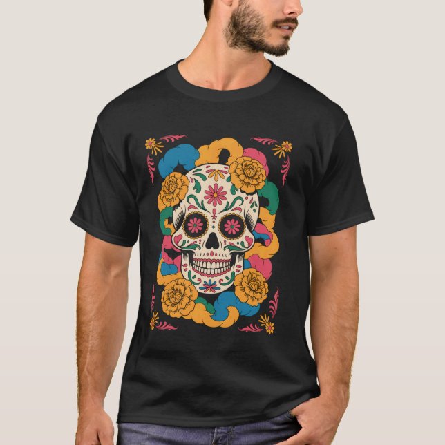 Cinco de Mayo Zuckerschädel T-Shirt (Vorderseite)