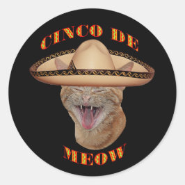 Cinco De Meow Cat Cinco De Mayo Mexiko Runder Aufkleber