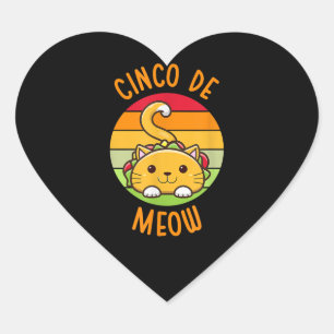 Cinco De Meow Cinco De Mayo Funny Tacos Cat Lover Herz-Aufkleber