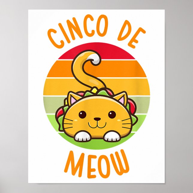 Cinco De Meow Cinco De Mayo Funny Tacos Cat Lover Poster (Vorne)