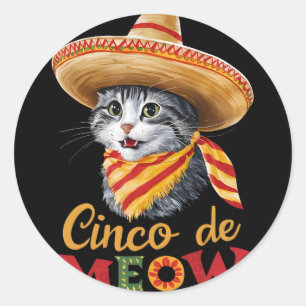 Cinco De Meow Cinco De Mayo Lustige Mexikanische K Runder Aufkleber