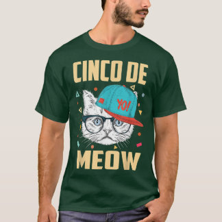 Cinco De Meow Cool Cat Wear Hat Cinco De Mayo Cat T-Shirt