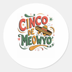Cinco De Meow Funny Cat Sombrero Fiesta Spaß Cats Runder Aufkleber