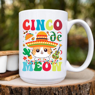 Cinco De Meow   Funny mexican Cat Cinco De Mayo Kaffeetasse