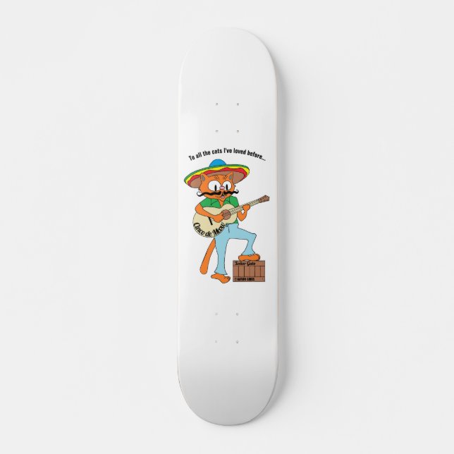 "Cinco de Meow" Gesang Cartoon Mustache Cat Skateboard (Vorne)
