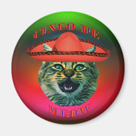 Cinco De Meow Gray Cat Cinco De Mayo Mexico Refrig Magnet