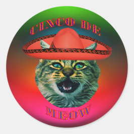 Cinco De Meow Gray Cat Cinco De Mayo Mexiko Runder Aufkleber