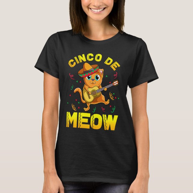 Cinco De Meow Katze T-Shirt (Vorderseite)