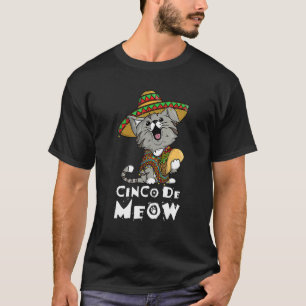 Cinco De Meow Mit Lachender Katze Taco Und Sombrer T-Shirt