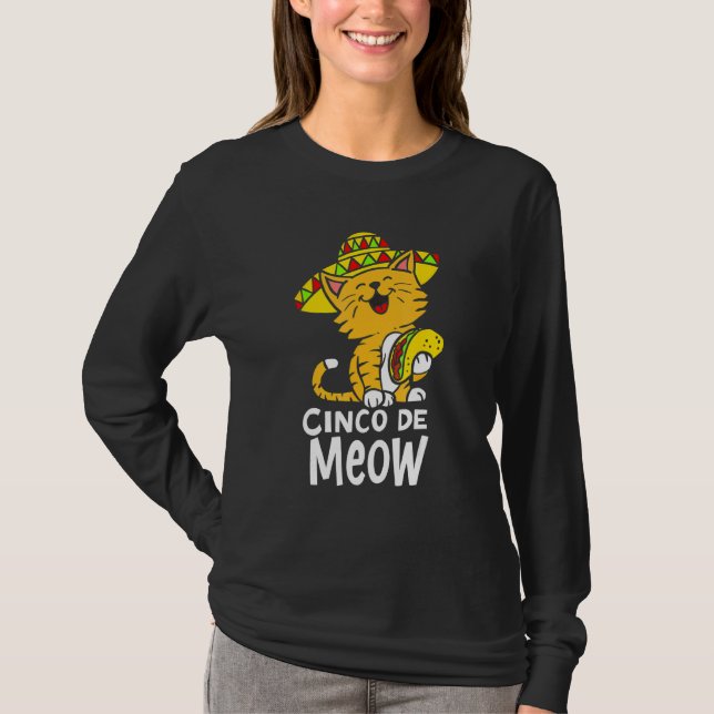 Cinco De Meow Niedlich Cinco De Mayo Sombrero Cat T-Shirt (Vorderseite)
