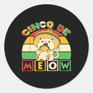 Cinco De Meow-Shirt mit lächelnder Katze Taco und Runder Aufkleber