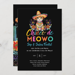 Cinco De Meowo Fun Cat Fiesta Party Time Einladung