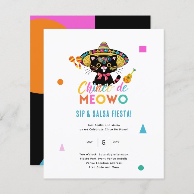 Cinco De Meowo Fun Fiesta 5. Mai Cat Theme (Vorne/Hinten)