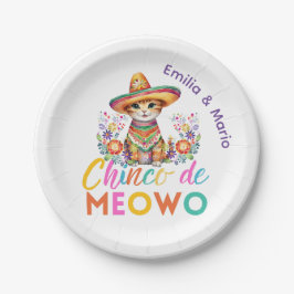 Cinco De Meowo Niedlich Cat Fiesta Party Custom Pappteller