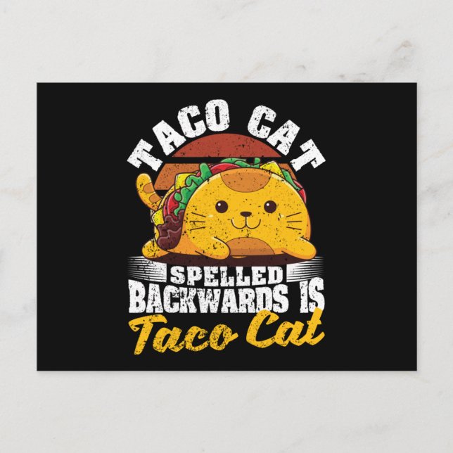 Cinco De Myo Cats Tacocat rückwärts geschrieben Postkarte (Vorderseite)