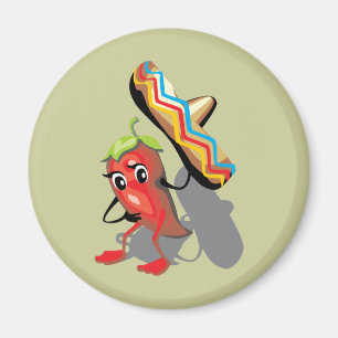 CincoDeMayo-050 RED HOT CHILI PEPPER SOMBRERO HAT Magnet