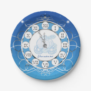 Cinderella Almost Midnight Silver & Blue Party Pappteller
