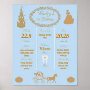 Cinderella Baby's 1. Geburtstag Meilensteine Poste Poster