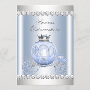 Cinderella Blau Silber Prinzessin Quinceanera Einladung