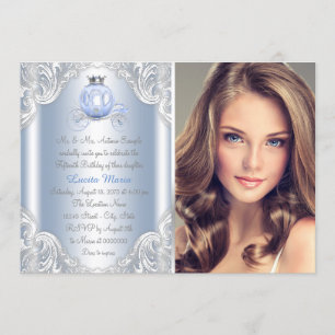 Cinderella Blaue Prinzessin Quinceanera Einladung