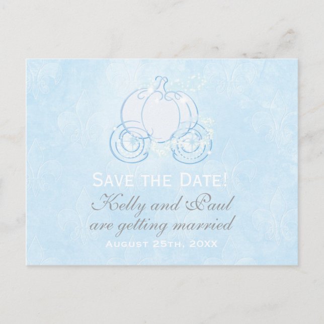 Cinderella Blue Carriage Mairytale Postcard Ankündigungspostkarte (Vorderseite)