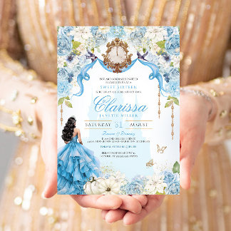 Cinderella Blue Royal 16 . Geburtstag Princess Einladung