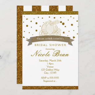 Cinderella Carriage Gold Glitzer Dots Einladungen