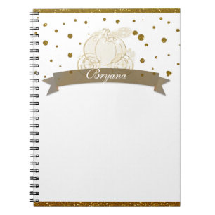 Cinderella Carriage Gold Glitzer Dots Notebook Notizblock