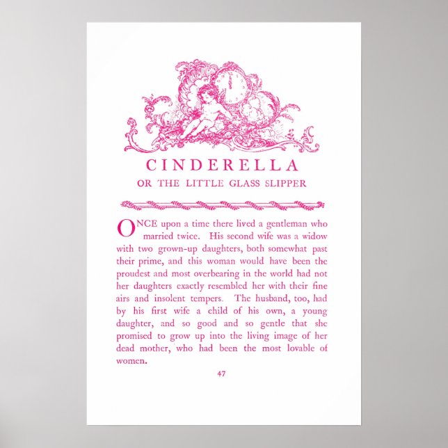Cinderella Fairy Tale Book Pink Poster (Vorne)