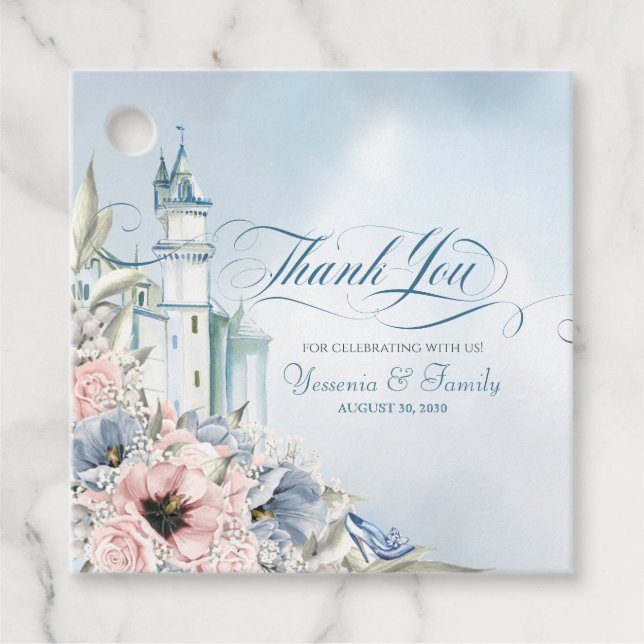 Cinderella Fairy Tale Light Blue Pink Vielen Dank Geschenkanhänger (Vorderseite)