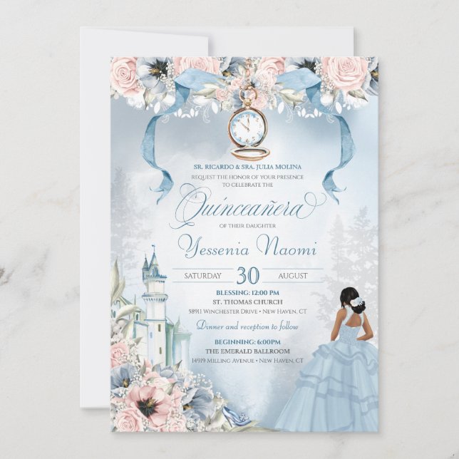 Cinderella Fairy Tale Princess Castle Quinceanera Einladung (Vorderseite)