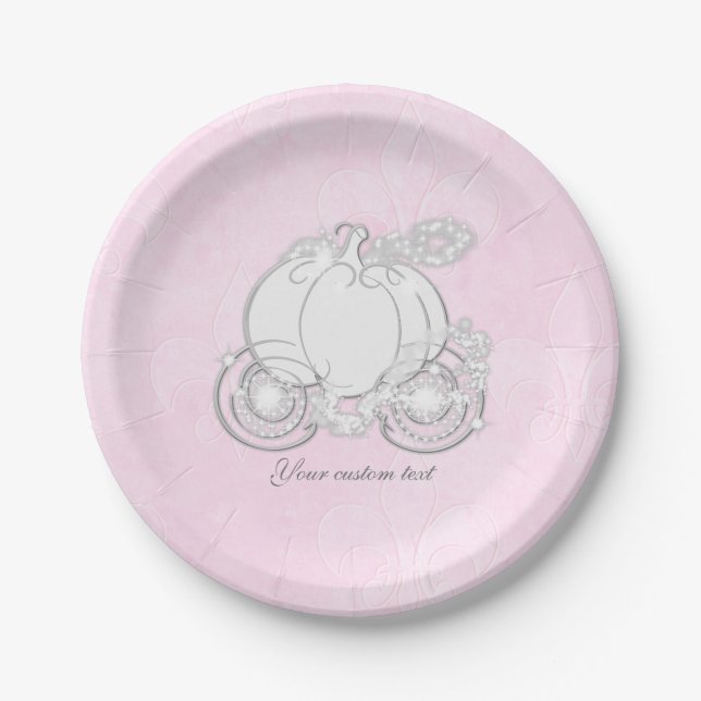 Cinderella Fairytale Carriage Pink Party Teller (Vorderseite)