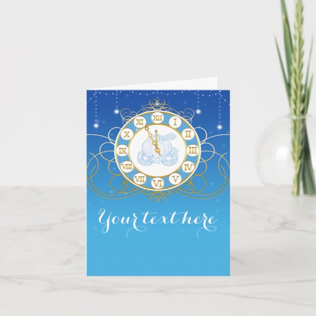 Cinderella Fast Midnight Blue Fold Card Einladung (Vorderseite)