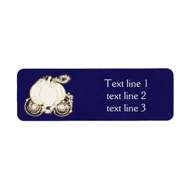 Cinderella Gold Carriage Royal Blue Address Labels (Vorne)
