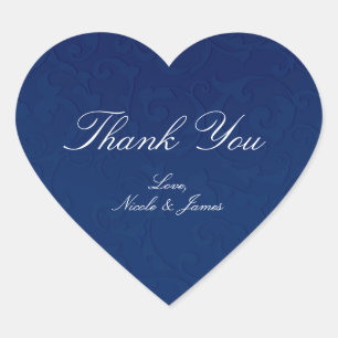 Cinderella Navy Blue Elegant Storybook Hochzeit Herz-Aufkleber