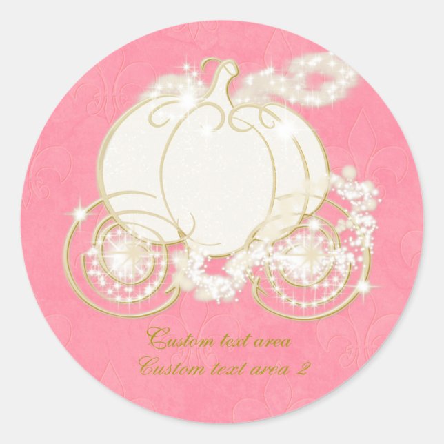Cinderella Pink & Gold Carriage Eleganter Sticker (Vorderseite)