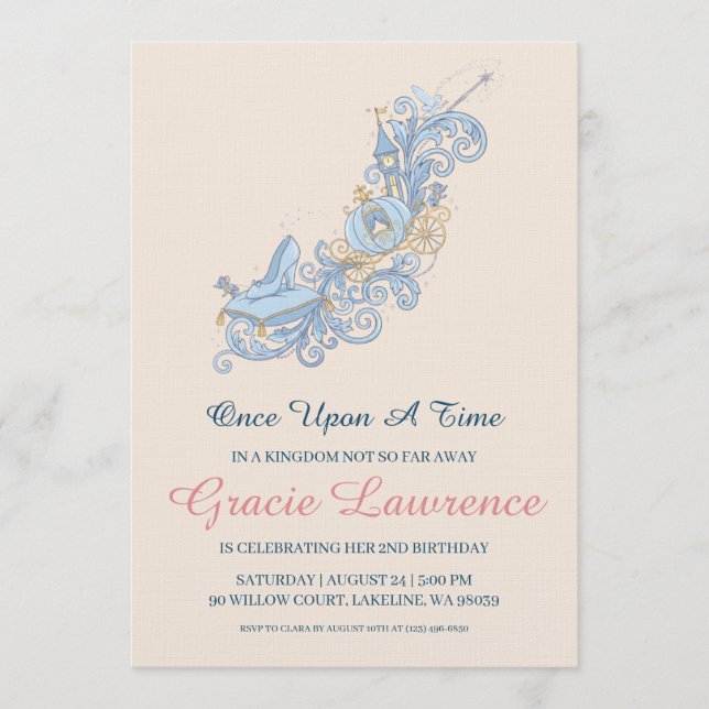 Cinderella princess birthday invitations einladung (Vorderseite)