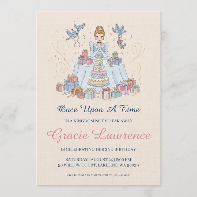 Cinderella princess birthday invitations einladung (Vorderseite)