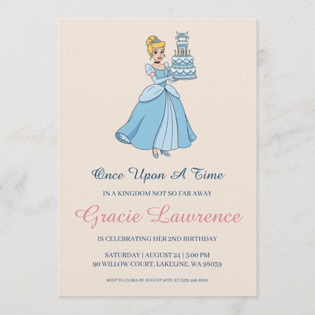 Cinderella princess birthday invitations einladung (Vorderseite)