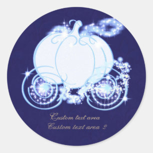 Cinderella Princess Blue Carriage Elegante Aufkleb Runder Aufkleber