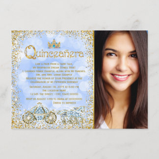 Cinderella Princess Carriage Foto Quinceanera Einladung