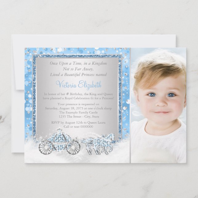 Cinderella Princess Geburtstagsparty Einladung (Vorderseite)