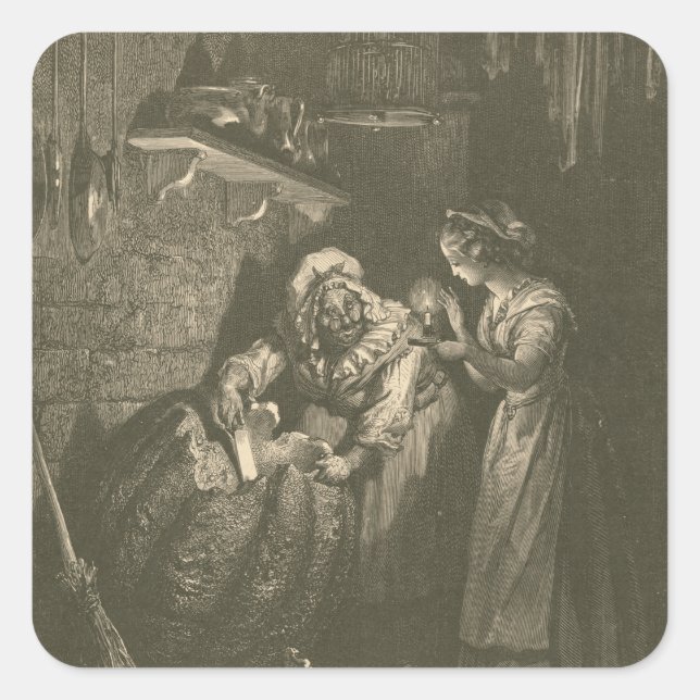 Cinderella Pumpkin - Gustave Doré Quadratischer Aufkleber (Vorderseite)