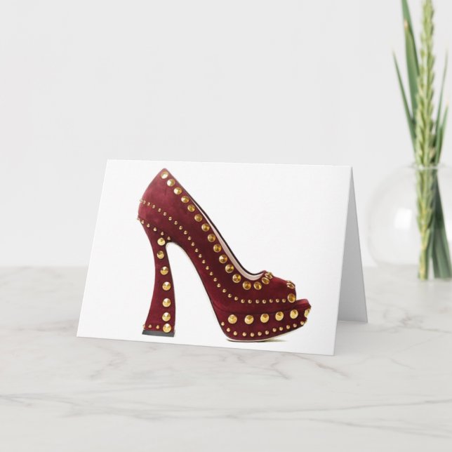 Cinderella Quote Miu Miu Red Suede Schuhe Heelse Karte (Vorderseite)
