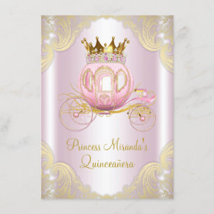 Cinderella Rosa Gold Prinzessin Quinceanera Einladung