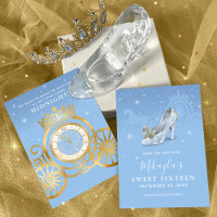 Cinderella Shoe Baby Blue Gold Sweet 16 Geburtstag