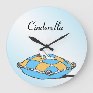 Cinderella Slipper Aquamarin Pillow Custom Clock Große Wanduhr